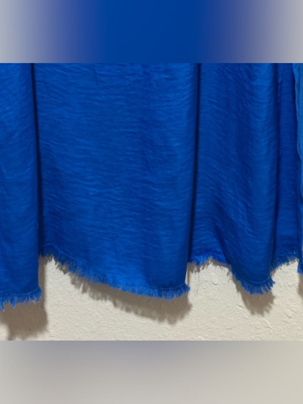 Aerie Sz XL Royal Blue Maxi Satin Slip Dress Raw Hem Leg Slits Resort Vacay - Picture 4 of 11